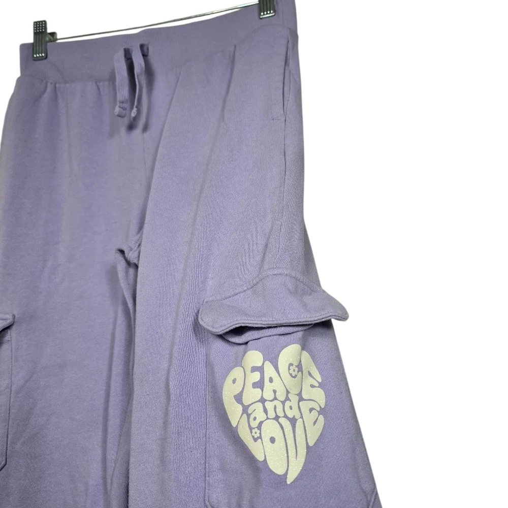Wonder Nation Peace And Love Purple Pants Girls L 10-12